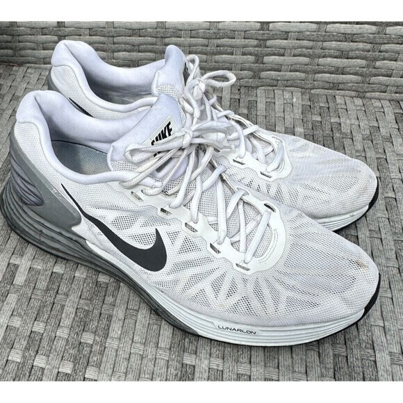 Nike Men's Lunarglide 6 White Grey Black Running Shoes Size 12.5 - Picture 3 of 7